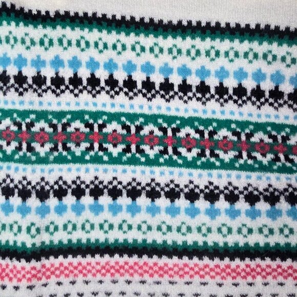 Talbots Breton Fair Isle Cardigan Size Large Cozy Sweater Ivory White - Picture 3 of 7